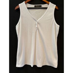 Women’s Merokeety V Neck White Tank Top XL